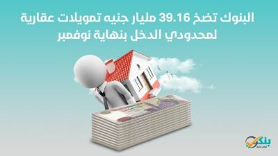 البنوك تضخ 39.16 مليار جنيه تمويلات عقارية لمحدودي الدخل بنهاية نوفمبر «إنفوجرافيك»